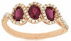 1.04CT DIAMOND & AAA RUBY 14KT ROSE GOLD OVAL & ROUND THREE STONE INFINITY RING