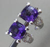 ESTATE LARGE 7.03CT DIAMOND & AMETHYST 14KT WHITE GOLD 3D HEART CLIP ON EARRINGS