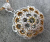 ESTATE .99CT DIAMOND 18K TRI COLOR GOLD CIRCULAR DOME SHAPE FLOWER PAVE PENDANT