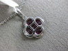 ESTATE 1.51CT DIAMOND & AAA RUBY 18KT WHITE GOLD 3D 4 LEAF CLOVER FLOWER PENDANT