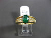 ESTATE 1.10CT DIAMOND & AAA OVAL EMERALD 18KT YELLOW GOLD 3D ENGAGEMENT RING