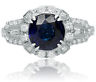 ESTATE 3.3CT ROUND DIAMOND & AAA SAPPHIRE 14K WHITE GOLD CLASSIC ENGAGEMENT RING