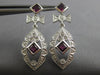 ESTATE LARGE 1.60CT DIAMOND & TOURMALINE 14KT WHITE GOLD FLOWER HANGING EARRINGS