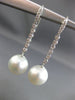 ESTATE .36CT DIAMOND & AAA SOUTH SEA PEARL 18KT WHITE GOLD 3D HANGING EARRINGS