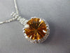 ESTATE LARGE 3.28CT DIAMOND & CITRINE 14KT WHITE GOLD FILIGREE FLOATING PENDANT