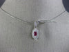 ESTATE SMALL .12CT DIAMOND & AAA RUBY 18KT WHITE GOLD FILIGREE MILGRAIN PENDANT