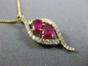 LARGE 1.41CT DIAMOND & AAA RUBY 14KT YELLOW GOLD LEAF INFINITY FLOATING PENDANT