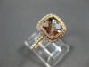 ESTATE 1.64CT DIAMOND & AAA MORGANITE 14K ROSE GOLD CUSHION SQUARE HALO FUN RING
