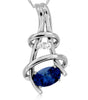 ESTATE .53CT DIAMOND & AAA TANZANITE 14KT WHITE GOLD 3D OVAL STONE LOVE PENDANT