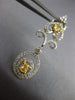 ESTATE 1.21CT WHITE & FANCY YELLOW DIAMOND 18K 2 TONE GOLD OVAL HANGING EARRINGS