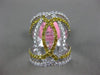 ESTATE LARGE 1.28CT WHITE & FANCY YELLOW DIAMOND 18K WHITE GOLD ANNIVERSARY RING