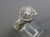 ESTATE WIDE 1.0CT DIAMOND 14KT WHITE GOLD 3D ROUND DOUBLE HALO ENGAGEMENT RING