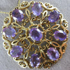 ANTIQUE VICTORIAN 14CT AAA AMETHYST 14KT YELLOW GOLD FLOWER PIN BROOCH #19164