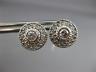 ESTATE LARGE .60CT DIAMOND 14K WHITE GOLD ROUND SOLITAIRE HALO FILIGREE EARRINGS