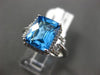 ESTATE WIDE 4.19CT DIAMOND & AAA BLUE TOPAZ 14K WHITE GOLD 3D HALO OPEN FUN RING