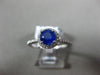 ESTATE .92CT DIAMOND & AAA SAPPHIRE 14K WHITE GOLD 3D ROUND HALO ENGAGEMENT RING