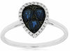 ESTATE .68CT DIAMOND & AAA SAPPHIRE 14KT WHITE GOLD 3D ROUND & PEAR CLUSTER RING