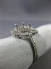 ESTATE .50CT DIAMOND 14K WHITE GOLD FLOWER ROUND HALO SEMI MOUNT ENGAGEMENT RING