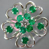 ESTATE LARGE 1.37CT DIAMOND & AAA EMERALD 18KT WHITE GOLD MULTI HEART LOVE RING