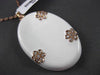 ESTATE LARGE .45CT DIAMOND & WHITE ENAMEL 14KT ROSE GOLD ETOILE FLOWER PENDANT