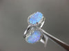 ESTATE .27CT DIAMOND & AAA OPAL 14KT WHITE GOLD 3D HALO CIRSS CROSS DOUBLE RING