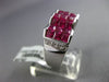 ESTATE WIDE 4.14CT DIAMOND & AAA PRINCESS RUBY 18KT WHITE GOLD 3D PYRAMID RING