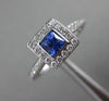 ESTATE .86CT DIAMOND & SAPPHIRE 18KT WHITE GOLD SQUARE CLASSIC ENGAGEMENT RING