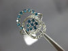 ESTATE .75CT WHITE & BLUE DIAMOND 14KT WHITE GOLD 3D FLOWER LOVE KNOT FUN RING