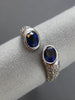 ESTATE 1.72CT DIAMOND & AAA OVAL SAPPHIRE 18KT WHITE GOLD CRISS CROSS LOVE RING