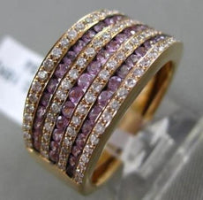 ESTATE WIDE 1.25CT DIAMOND & PINK SAPPHIRE 18K ROSE GOLD 7 ROW ANNIVERSARY RING