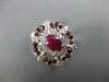 ESTATE WIDE 2.04CT DIAMOND & AAA RUBY 14KT WHITE GOLD 3D OVAL FLOWER FUN RING