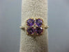 ESTATE 1.17CT DIAMOND & AAA AMETHYST 14KT ROSE GOLD 3D SQUARE FLOWER LOVE RING