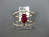 ESTATE LARGE 1.25CT ROUND DIAMOND & AAA OVAL CUT RUBY 14KT ROSE GOLD 3D FUN RING