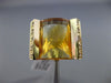 ESTATE MASSIVE 8.99CT DIAMOND & CITRINE & RUBY 14K YELLOW GOLD SQUARE FUN RING