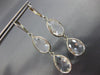ESTATE LARGE AAA CRYSTAL 14K WHITE GOLD 3D TEAR DROP LEVER BACK HANGING EARRINGS