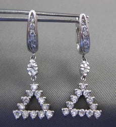 ESTATE .96CT DIAMOND 14KT WHITE GOLD 3D OPEN TRIANGULAR FLOATING DROP EARRINGS