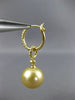 LARGE .29CT DIAMOND & GOLDEN SOUTH SEA PEARL 18K YELLOW GOLD 3D HANGING EARRINGS