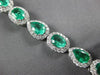 ESTATE WIDE 13.74CT DIAMOND & AAA EMERALD 18K WHITE GOLD 3D OVAL TENNIS BRACELET