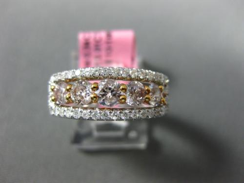 1.23CT WHITE & PINK DIAMOND 18KT WHITE & ROSE GOLD 5 STONE HALO ANNIVERSARY RING