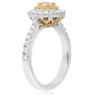 ESTATE .91CT WHITE & FANCY YELLOW DIAMOND 18KT 2 TONE GOLD HALO ENGAGEMENT RING