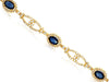 WIDE 5.39CT DIAMOND & AAA SAPPHIRE 14KT YELLOW GOLD 3D LOVE KNOT TENNIS BRACELET
