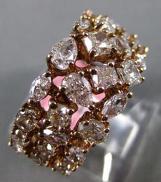 ESTATE WIDE 3.77CT PINK DIAMOND 18K ROSE GOLD MULTI ROW WEDDING ANNIVERSARY RING