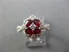 ESTATE 1.50CT DIAMOND & AAA RUBY 18KT WHITE GOLD FLOWER HALO SQUARE PROMISE RING