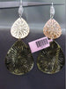 ESTATE LARGE .60CT DIAMOND 14KT WHITE YELLOW & ROSE GOLD SUNBURST PAVE EARRINGS