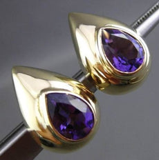 ESTATE LARGE 3.0CT EXTRA FACET AMETHYST 14K YELLOW GOLD CLIP ON EARRINGS #23691