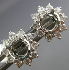 ESTATE .63CT DIAMOND 14K WHITE GOLD 3D SOLITAIRE FLOWER SEMI MOUNT STUD EARRINGS