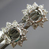 ESTATE .63CT DIAMOND 14K WHITE GOLD 3D SOLITAIRE FLOWER SEMI MOUNT STUD EARRINGS