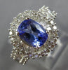 ESTATE 2.25CT DIAMOND & TANZANITE 14KT WHITE GOLD 3D DOUBLE HALO ENGAGEMENT RING