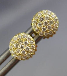 ESTATE SMALL .22CT DIAMOND 18KT YELLOW GOLD 3D ROUND CLUSTER PAVE STUD EARRINGS