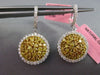 ESTATE LARGE 3.03CT INTENSE FANCY YELLOW DIAMOND 18K GOLD ROUND HANGING EARRINGS